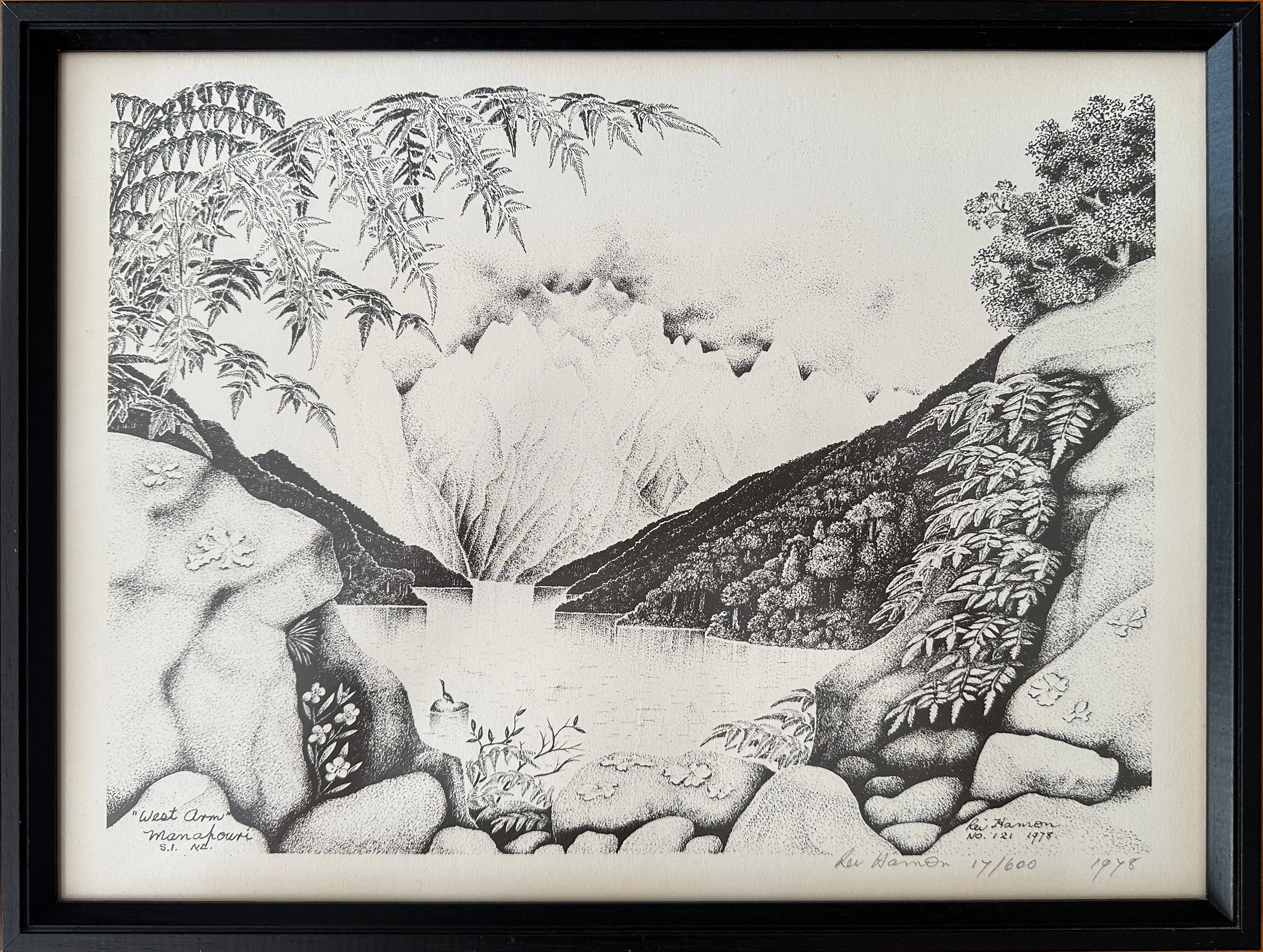 Rae Hamon - 'West Arm Manapouri S.I. NZ' (Print 17/600 1978)