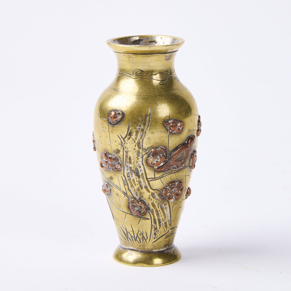 Japanese Meiji period Engraved Mixed Metal Vase
