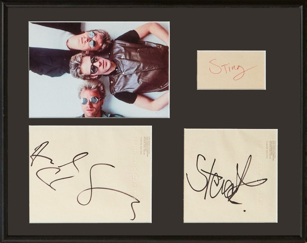 Framed set of Police Autographs and Promo Photo